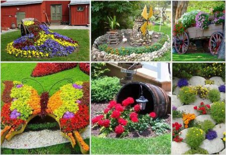 Hermosos macizos de flores hechos a mano