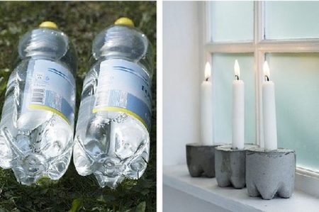 Lampade e portacandele realizzati con bottiglie di plastica