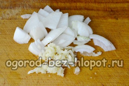 cebolla y ajo picados