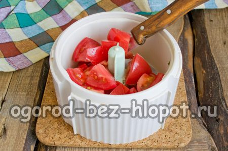 gehackte Tomaten im Mixer