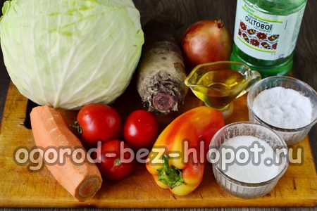 Zutaten für Borschtsch im Winter