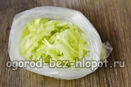 geriebene Zucchini in einer Tüte