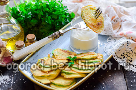 zucchini in batter with garlic