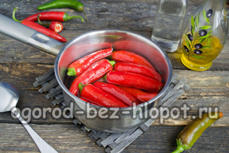 Die Paprika in einem Topf kochen