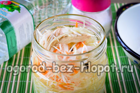 Die Salzlake über den Kohl gießen