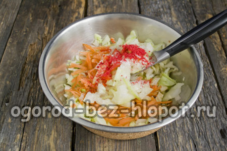 Salz, Zucker und Paprika hinzufügen