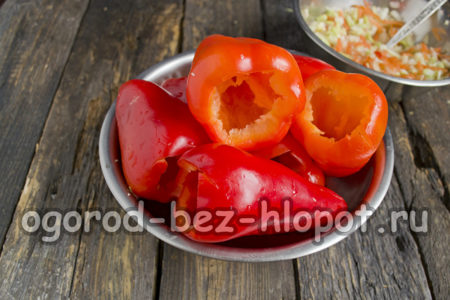 Paprika schälen und blanchieren