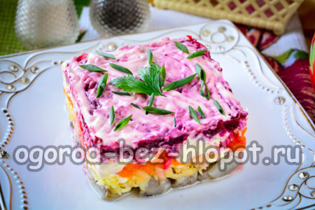 ρέγγα κάτω από ένα γούνινο παλτό