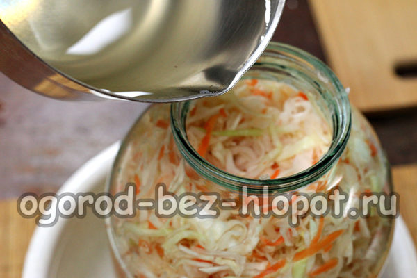 Die Salzlake über den Kohl gießen