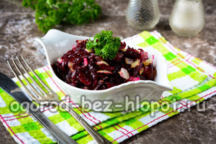 insalata di barbabietole con cipolle fritte