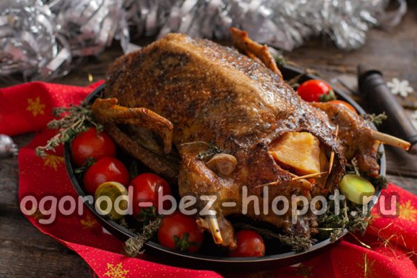 El pato relleno de chucrut ya está listo