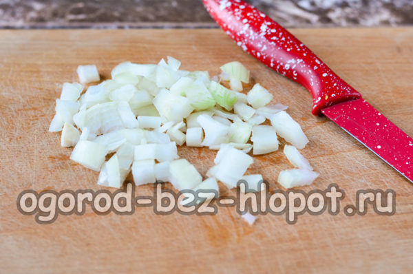 Zwiebel schälen und hacken