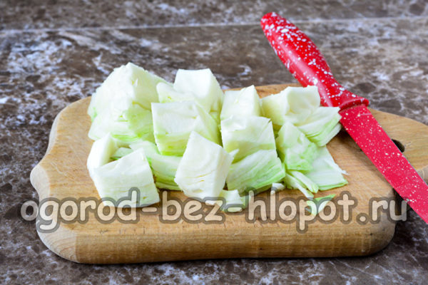 hacher et blanchir le chou