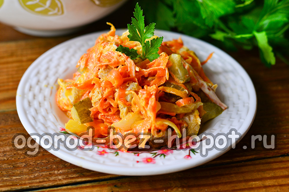 Etli ve turşulu obzhorka salatası