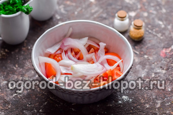 Añade cebolla a los tomates