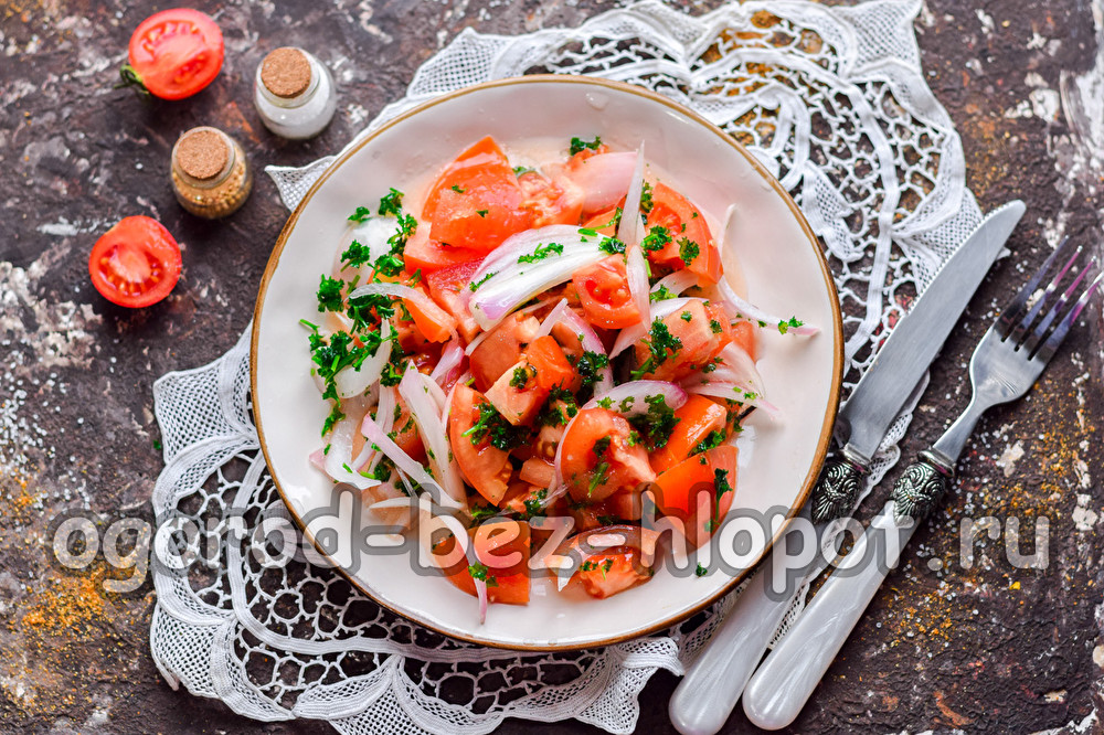 Ensalada uzbeka con tomates y cebollas