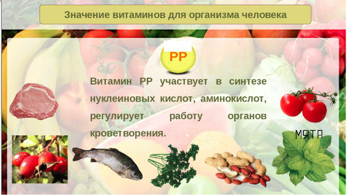 Ιδιότητες της βιταμίνης PP