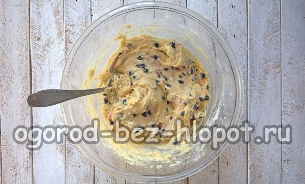 mix blueberries into the dough