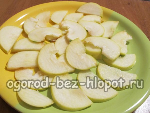 Die Äpfel in Stücke schneiden und mit Zitronensaft beträufeln