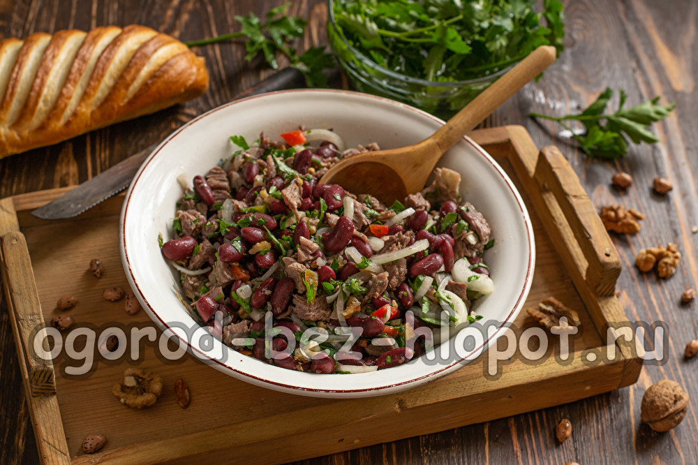 Ensalada Tbilisi con frijoles rojos y carne de res