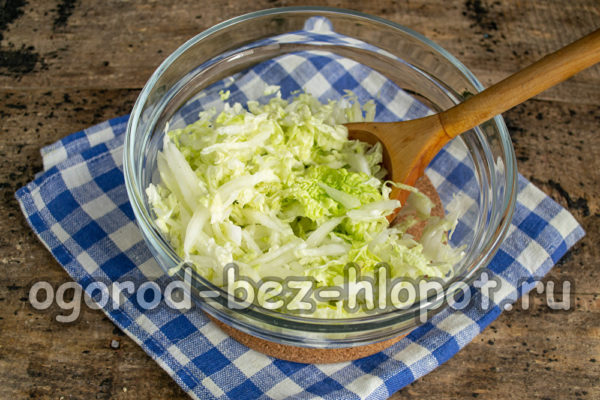 ψιλοκόψτε το κινέζικο λάχανο