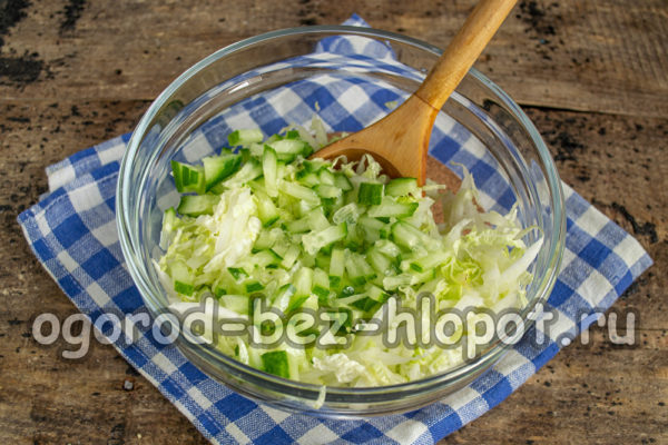 προσθέστε ψιλοκομμένο αγγούρι στο λάχανο