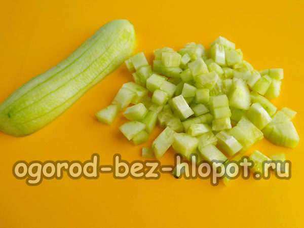 Gurke schälen und klein schneiden