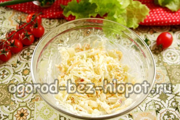 unire gli ingredienti, condire con la maionese