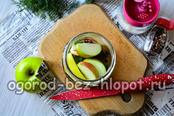 épices et pommes dans un bocal