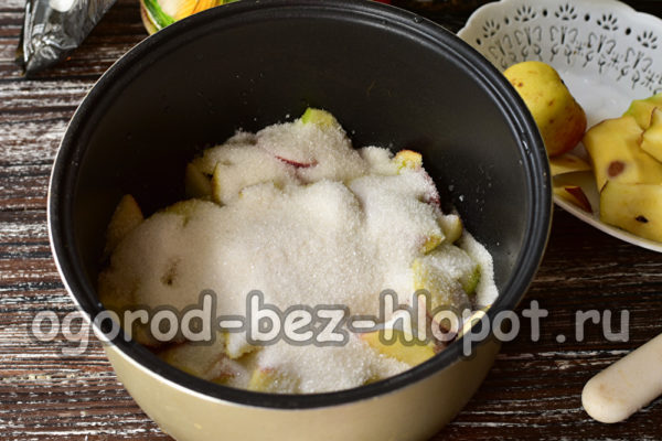 pommes et sucre dans une mijoteuse