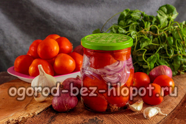 Salade de tomates et d'oignons pour l'hiver