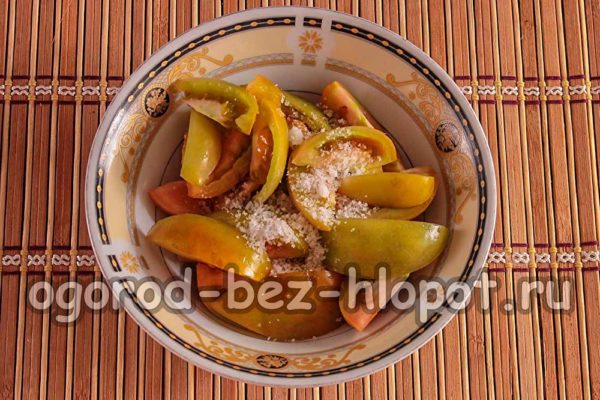 sprinkle tomatoes with salt